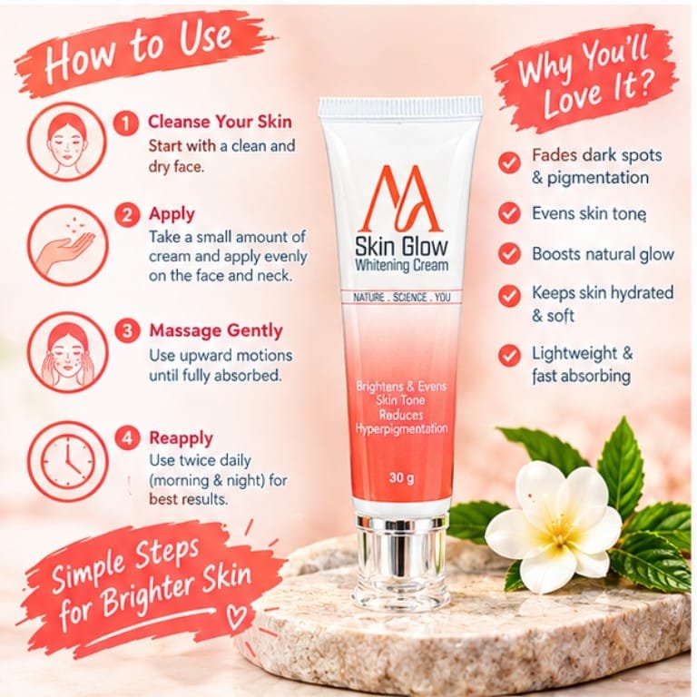 MA Skin Glow Whitening Cream – Brightening & Hyperpigmentation Care – 30g - Image 3